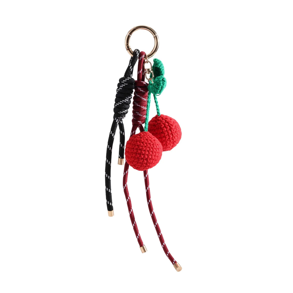Red Crochet Cherry Rope Bag Charm