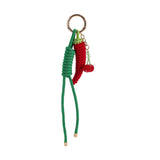 Red Crochet Chili Pepper Green Rope Bag Charm