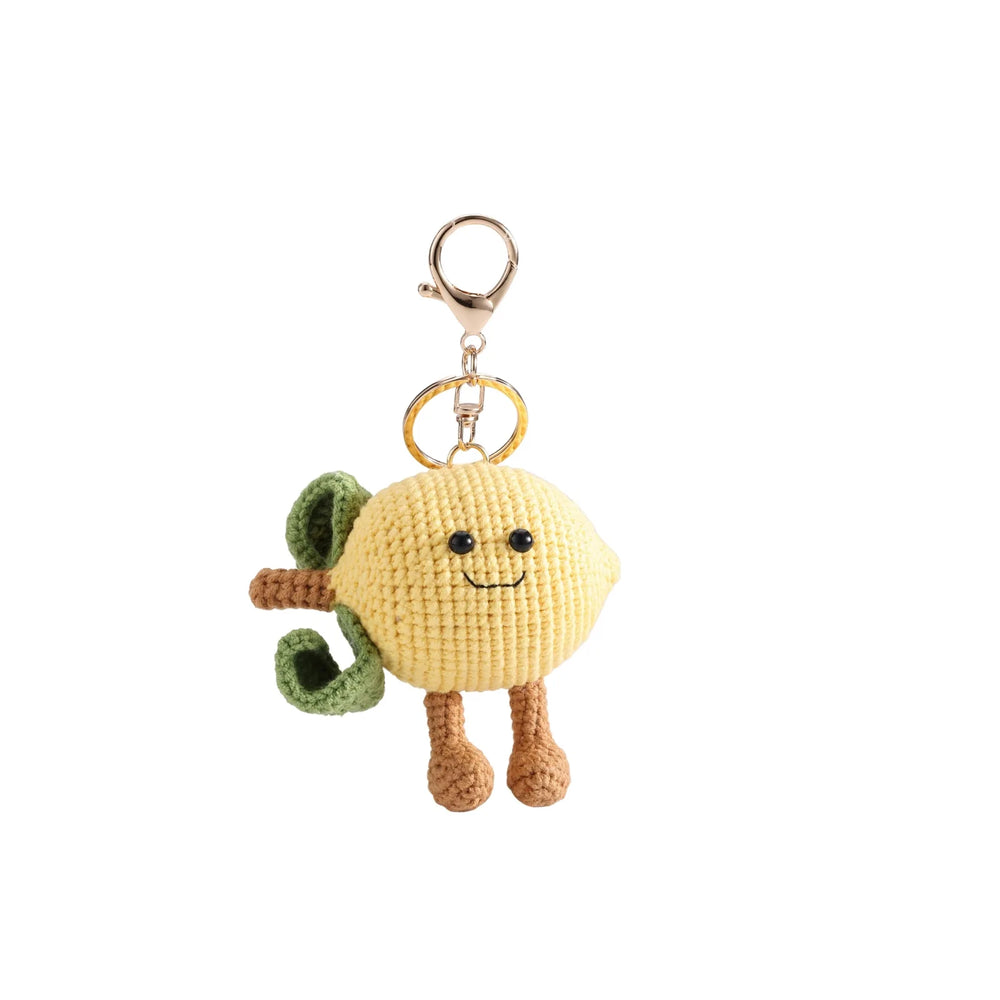 Yellow Crochet Smiley Lemon Bag Charm