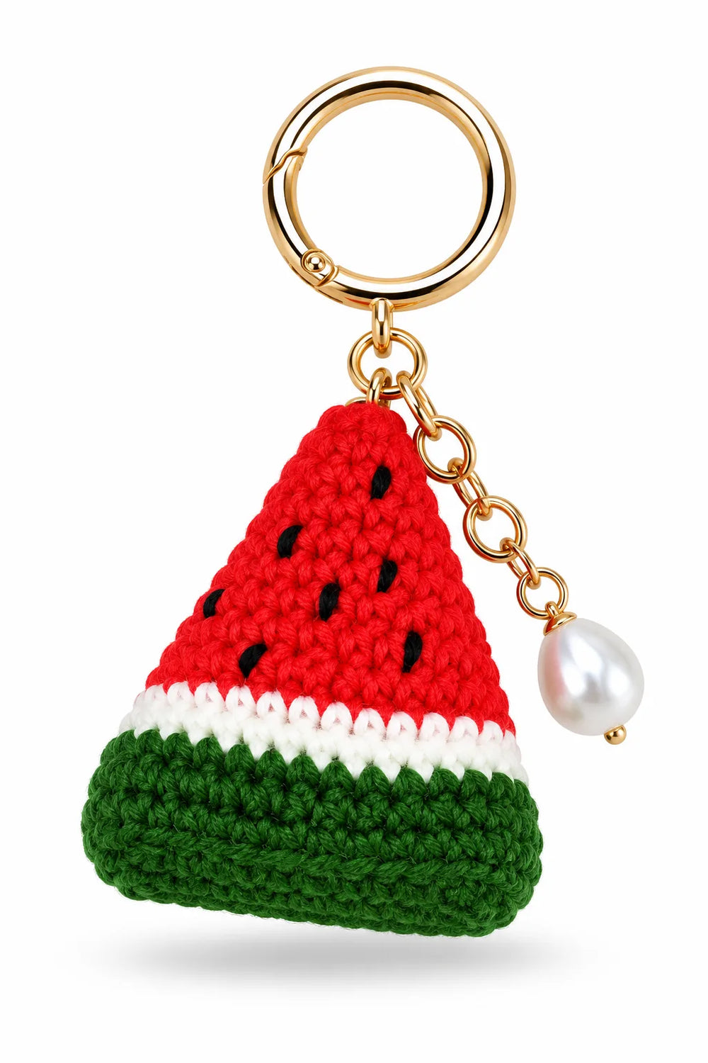 Crochet Watermelon Slice Pearl Bag Charm