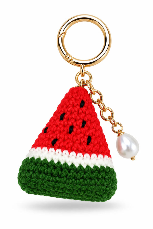 Crochet Watermelon Slice Pearl Bag Charm