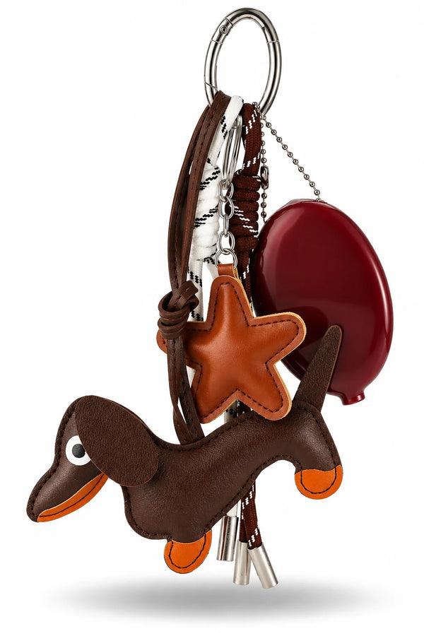 Brown Dachshund Star Coin Purse Bag Charm