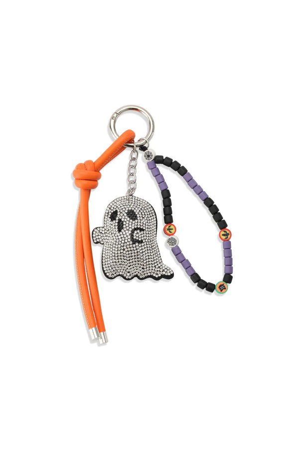 Silver Rhinestone Ghost Halloween Bag Charm