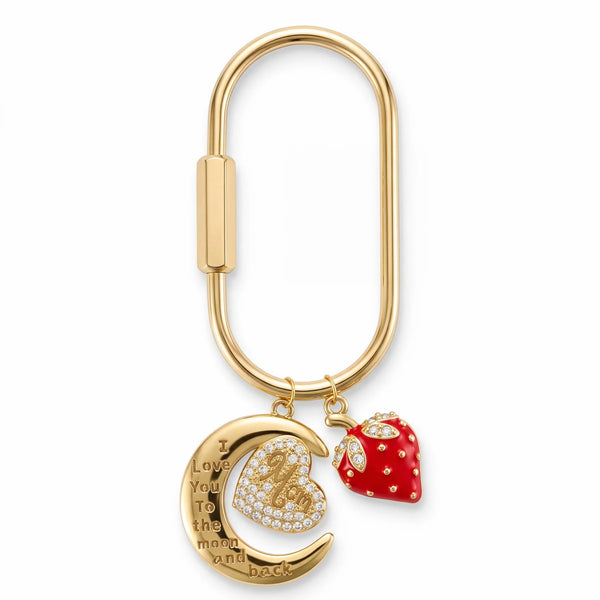 Gold Moon and Strawberry Bag Charm