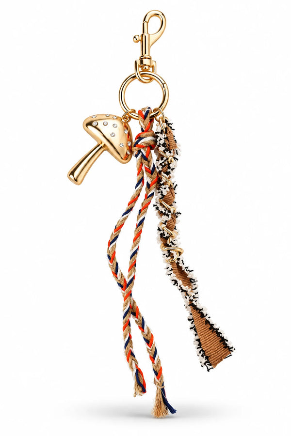 Gold Studded Mushroom Bag Charm
