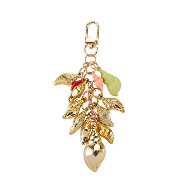 Gold Conch Shell Cluster Bag Charm