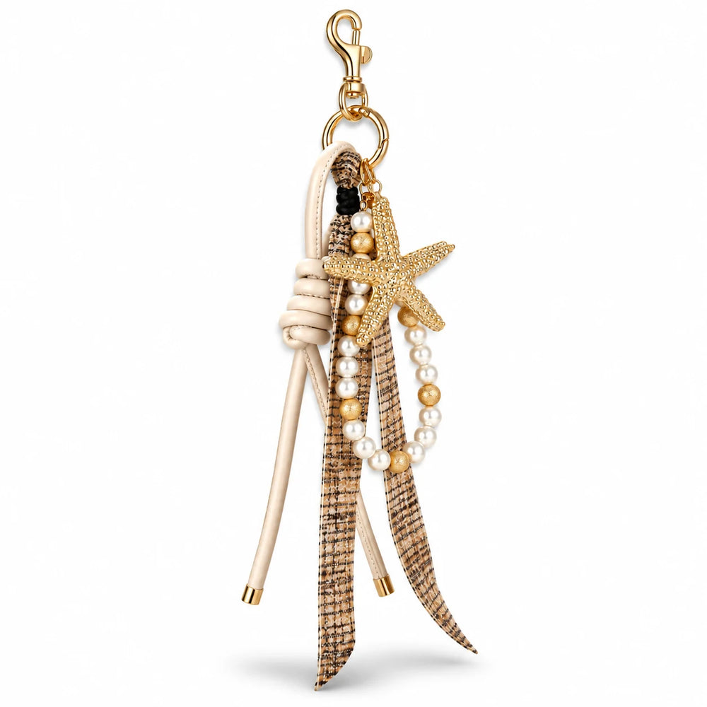 Gold Starfish Pearl Bag Charm