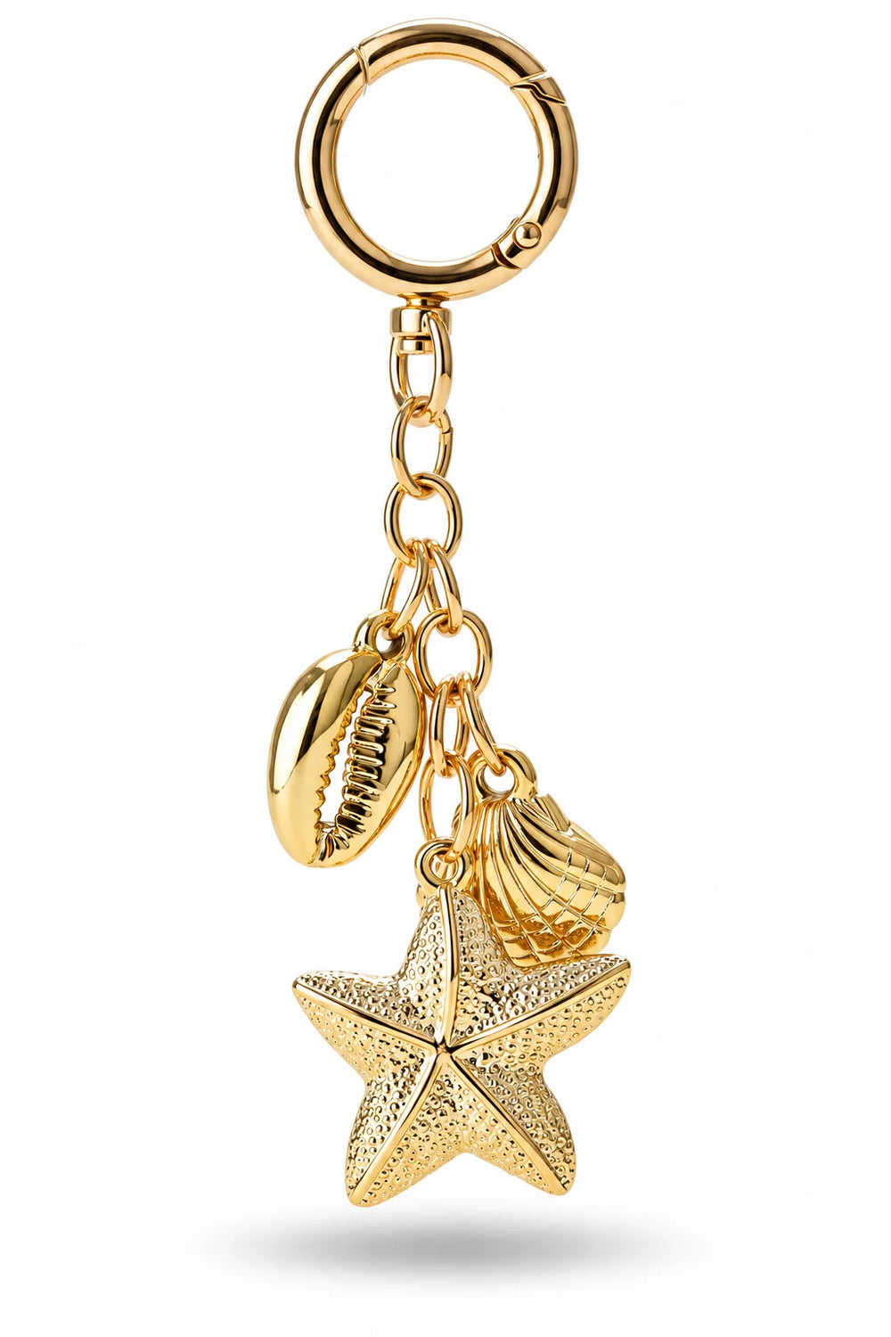 Gold Starfish Seashell Bag Charm