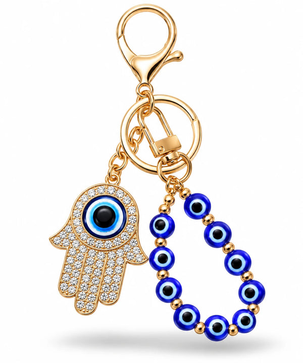Crystal Hamsa Evil Eye Bag Charm