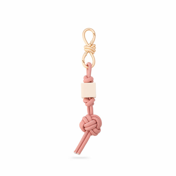 Dusty Pink Cord Cube Bead Bag Charm