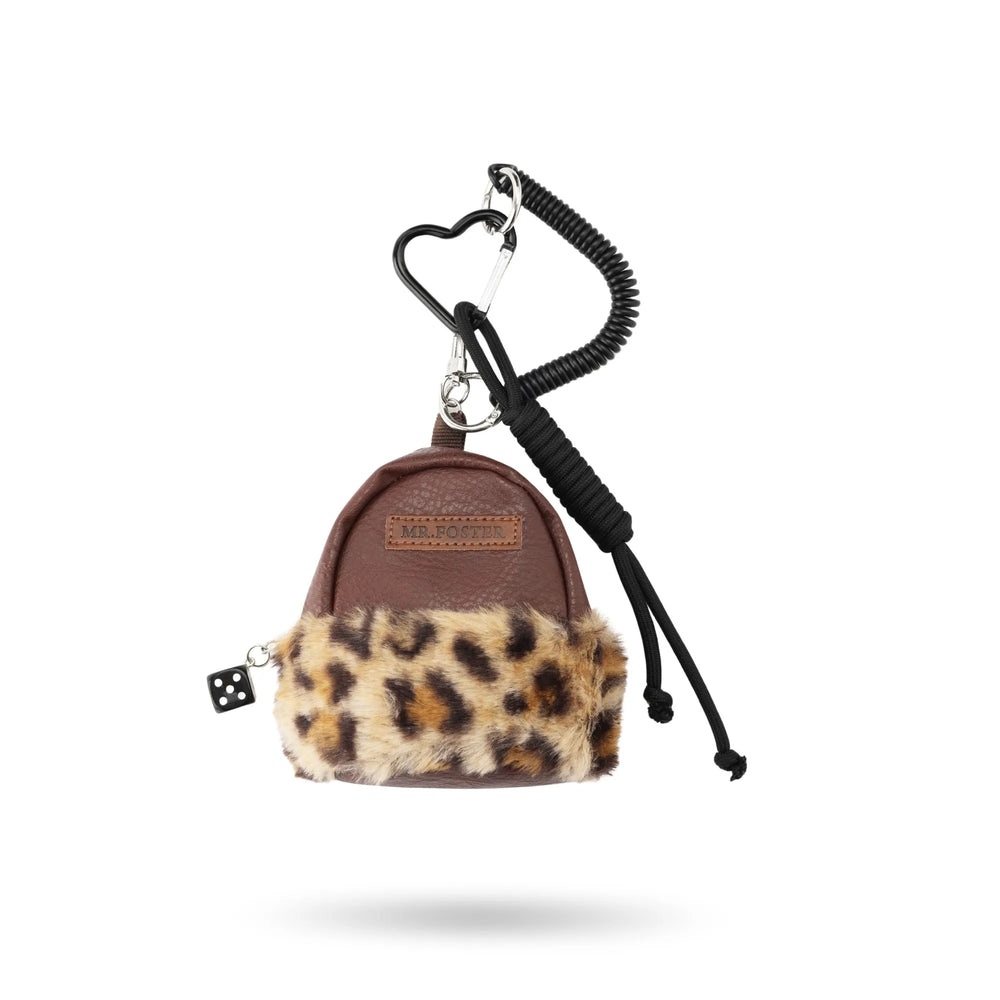 Leopard Print Mini Backpack Bag Charm