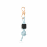Light Blue Cord Cube Bead Bag Charm