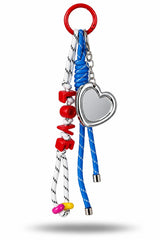 Love Silver Heart Rope Bag Charm