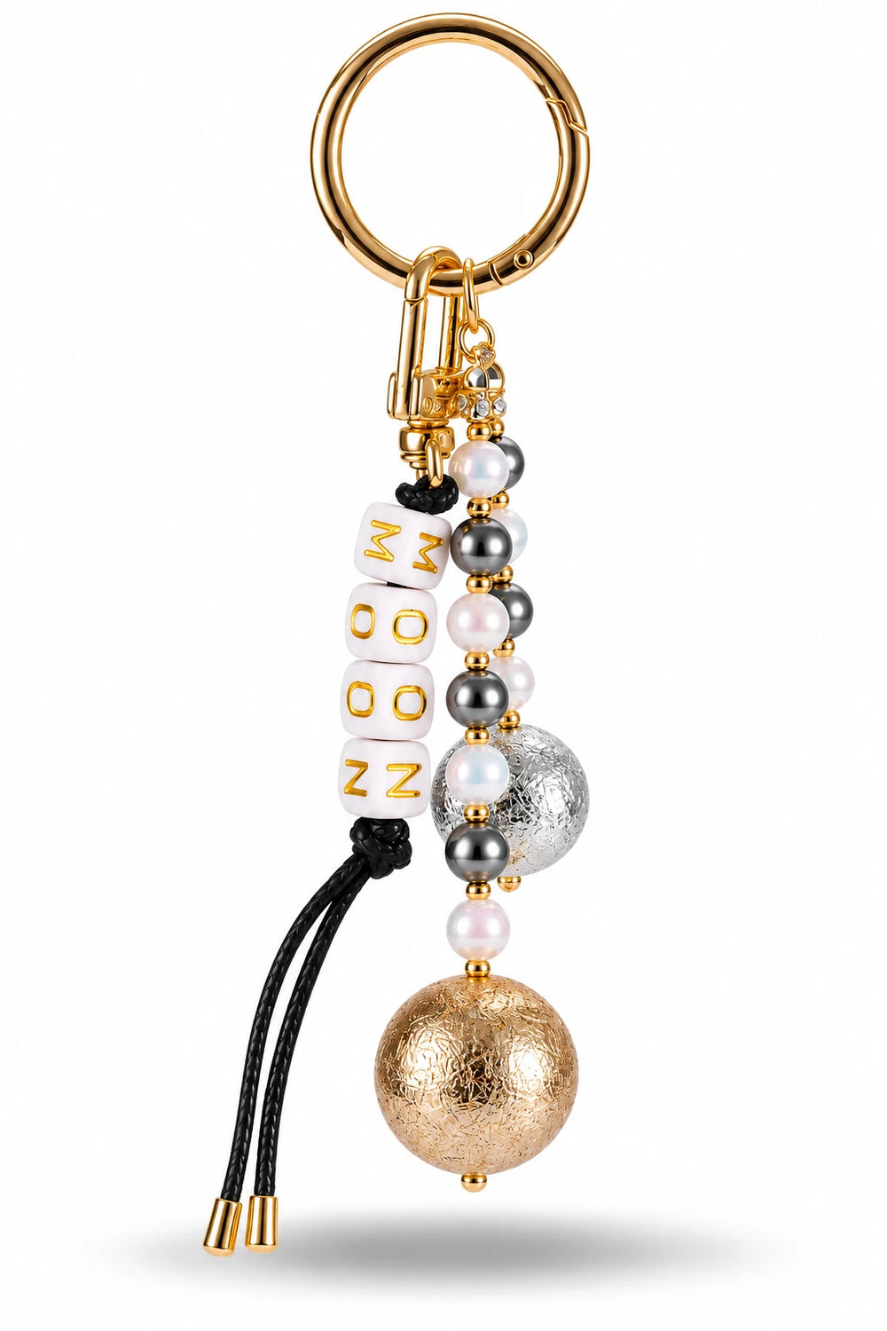 Moon Pearl Beaded Bag Charm