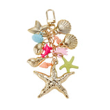 Gold Starfish Seashell Cluster Bag Charm