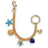 Gold Blue Starfish Sea Turtle Bag Chain
