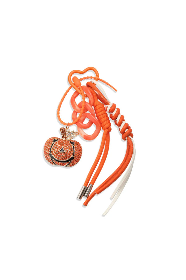 Orange Rhinestone Pumpkin Bag Charm