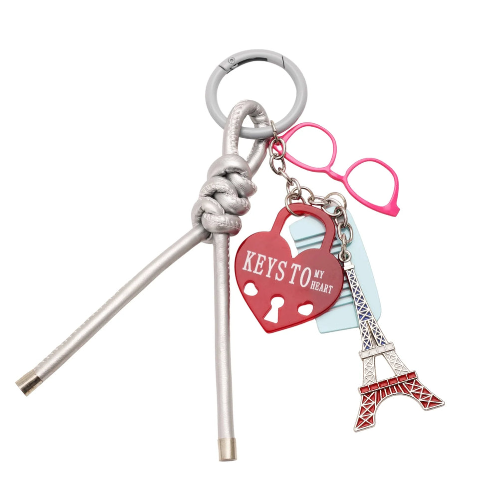 Eiffel Tower Heart Lock Bag Charm