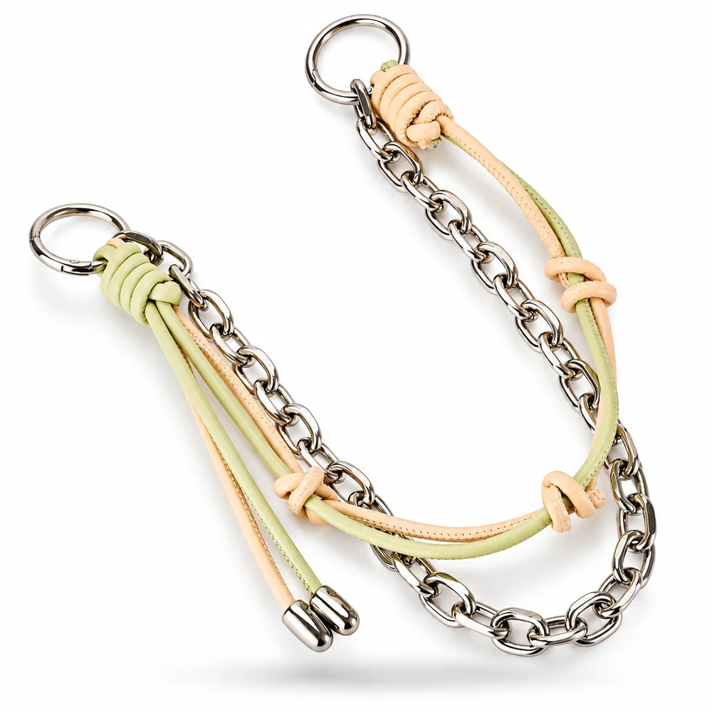Cream and Pastel Leather Chain Bag Charm