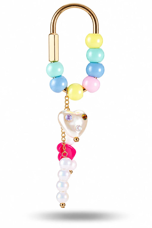 Pastel Beaded Pearl Heart Bag Charm