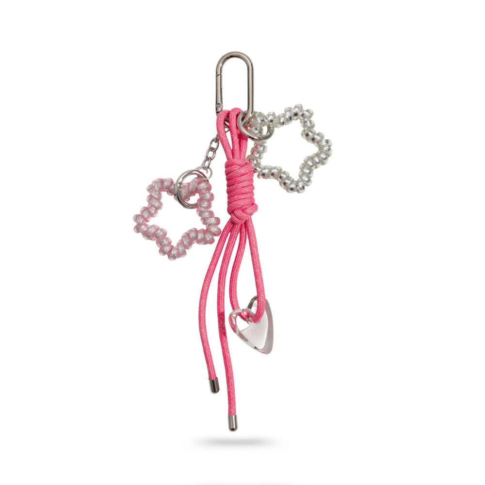 Pink Rope Heart Hair Tie Bag Charm