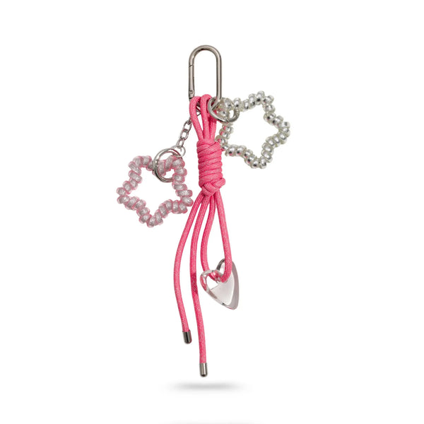 Pink Rope Heart Hair Tie Bag Charm