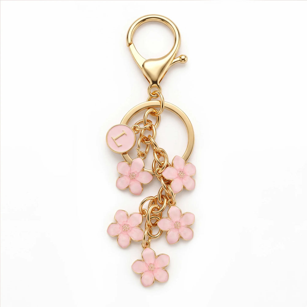 Pink Enamel Cherry Blossom Bag Charm