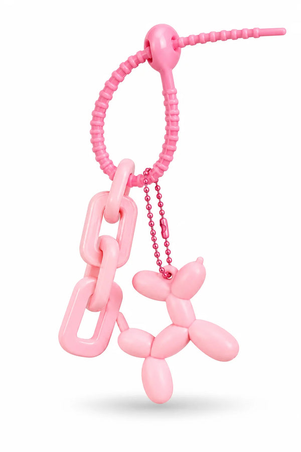 Pink Balloon Dog Chain Bag Charm