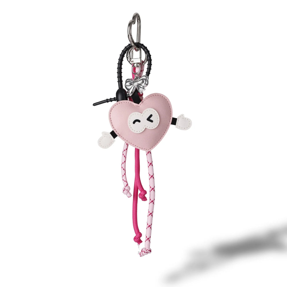 Pink Heart Bow Rope Bag Charm
