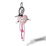Pink Heart Bow Rope Bag Charm