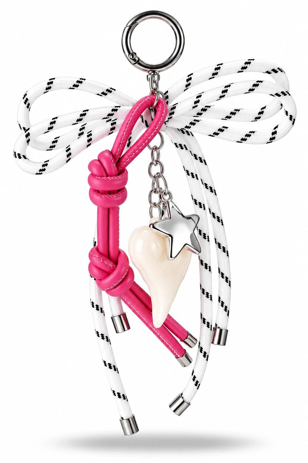 Pink Heart Star Rope Bow Bag Charm