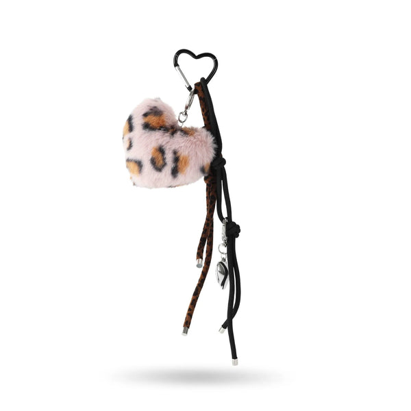Pink Leopard Print Heart Bag Charm