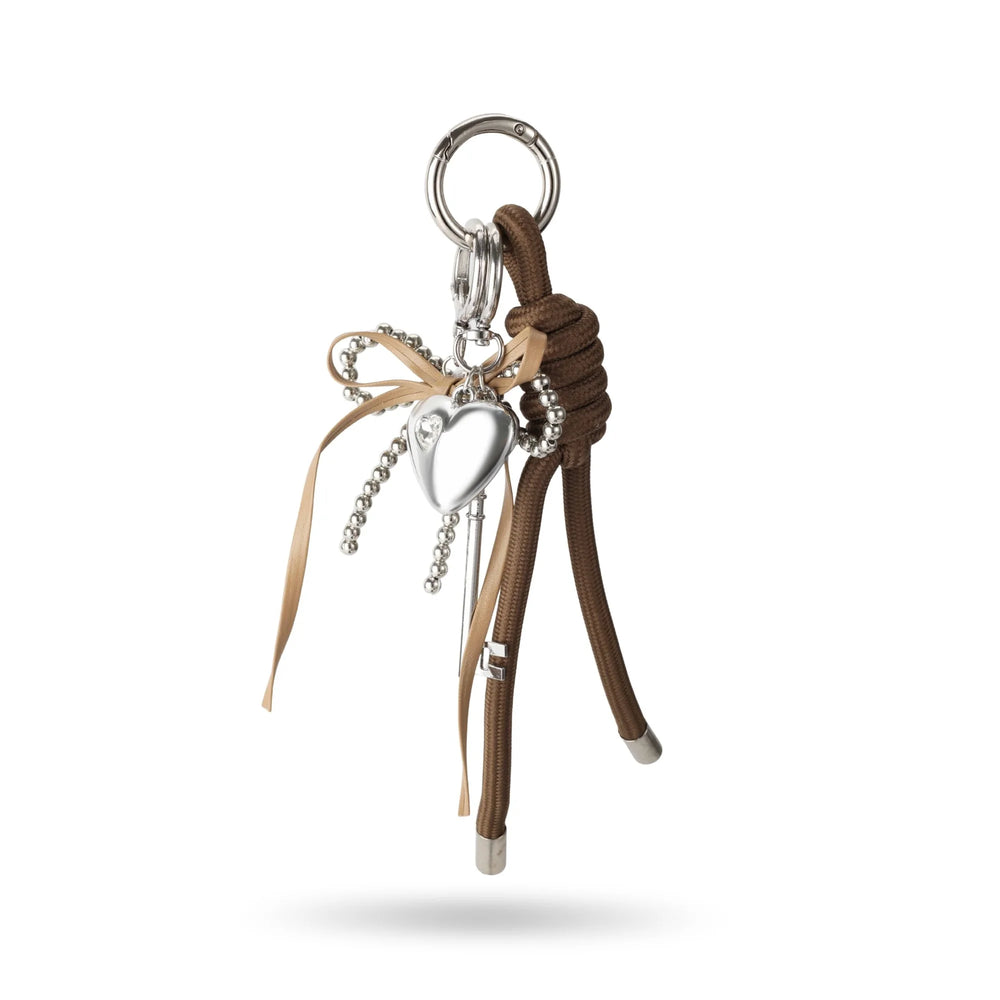 Brown Cord Heart Bag Charm