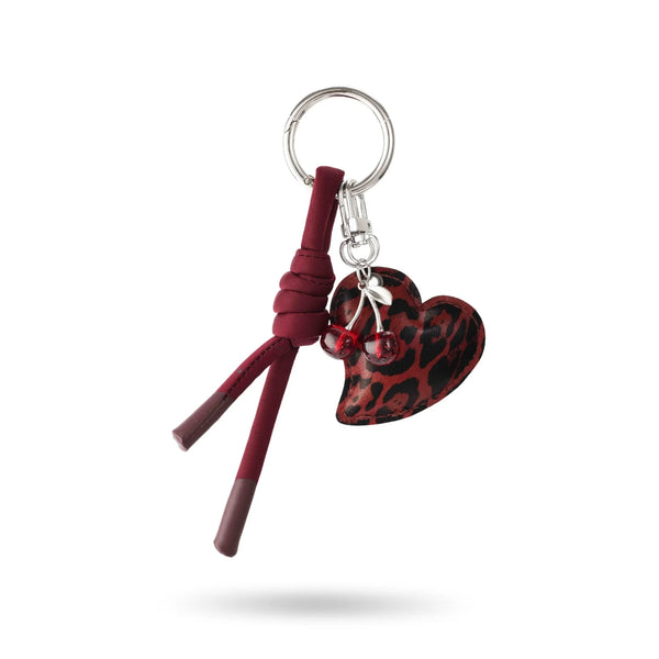 Leopard Heart Cherry Bag Charm