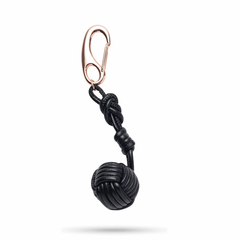 Black Leather Knot Ball Bag Charm