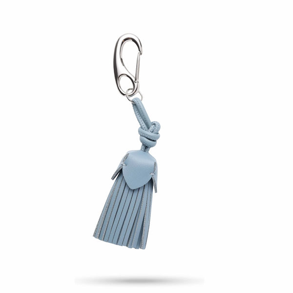 Light Blue Leather Tassel Bag Charm