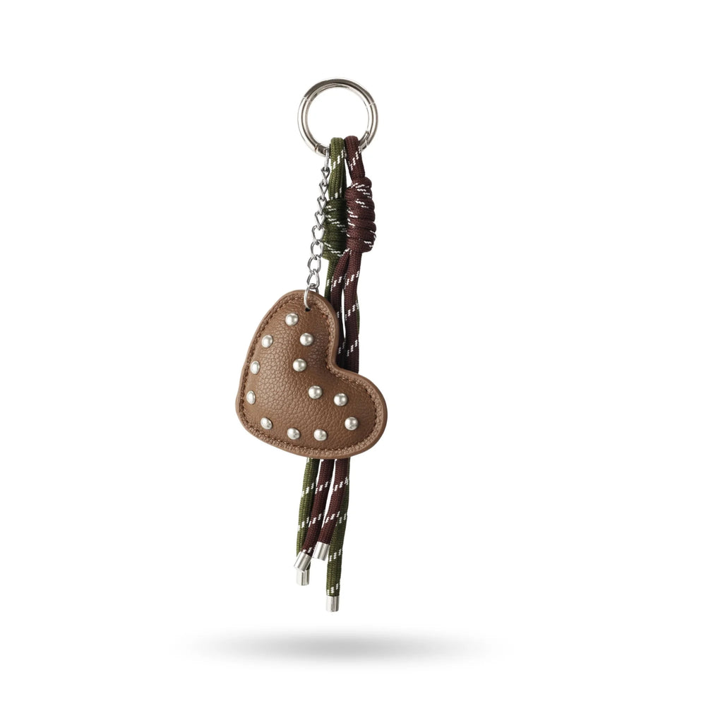 Brown Pearl Studded Heart Bag Charm