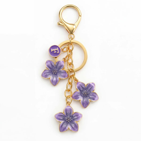 Purple Enamel Flower Bag Charm