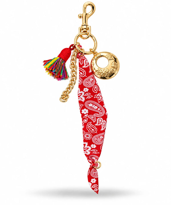 Red Paisley Bandana Tassel Keychain