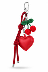 Red Heart Crochet Cherry Bag Charm