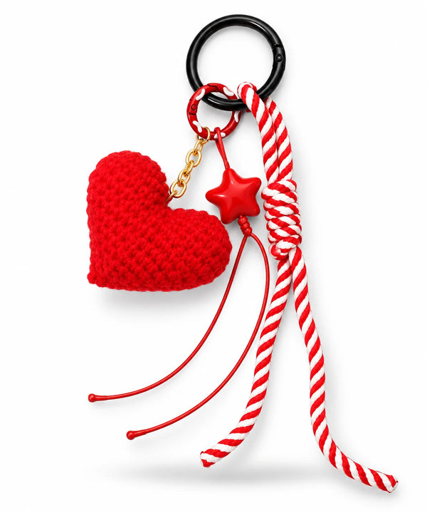 Red Crochet Heart Bag Charm