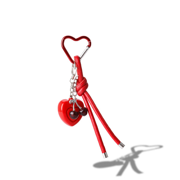 Red Heart Cherry Rope Bag Charm