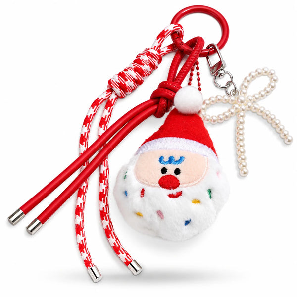 Plush Santa Claus Pearl Bow Bag Charm