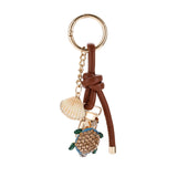 Brown Leather Crystal Sea Turtle Bag Charm