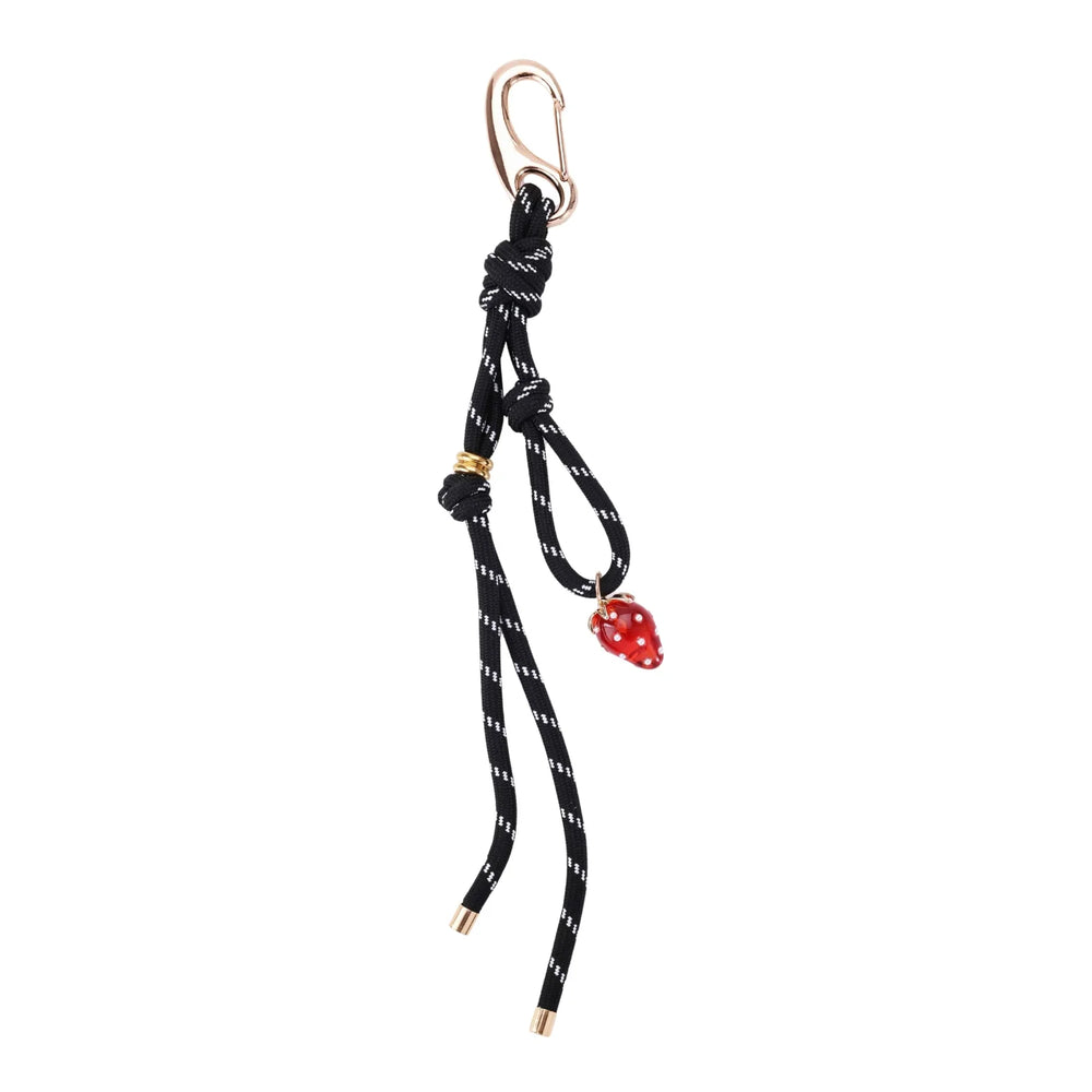 Black Rope Red Strawberry Bag Charm