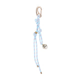 Light Blue Rope Silver Heart Bag Charm