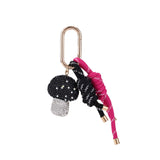 Black Rhinestone Mushroom Pink Rope Bag Charm