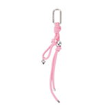Pink White Rope Silver Heart Bag Charm
