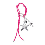 Pink Rope Silver Starfish Heart Bag Charm