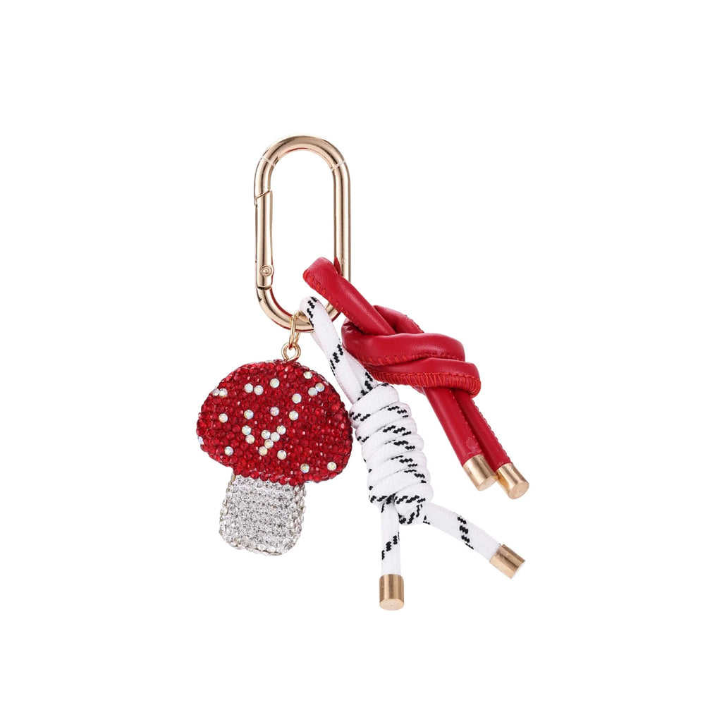 Red Rhinestone Mushroom Bag Charm